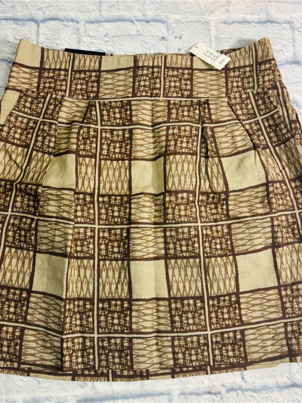 Banana Republic Brown Plaid Mini Skirt NWT Size 10 With Pockets